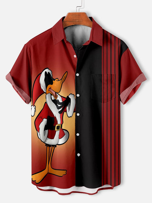 Men's Christmas Cartoon Funny Graphic Short Sleeve Hawaiian Shirt